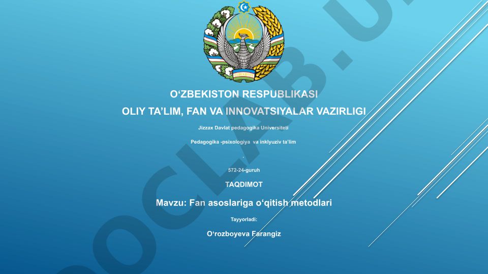 Fan asoslariga o‘qitish metodlari