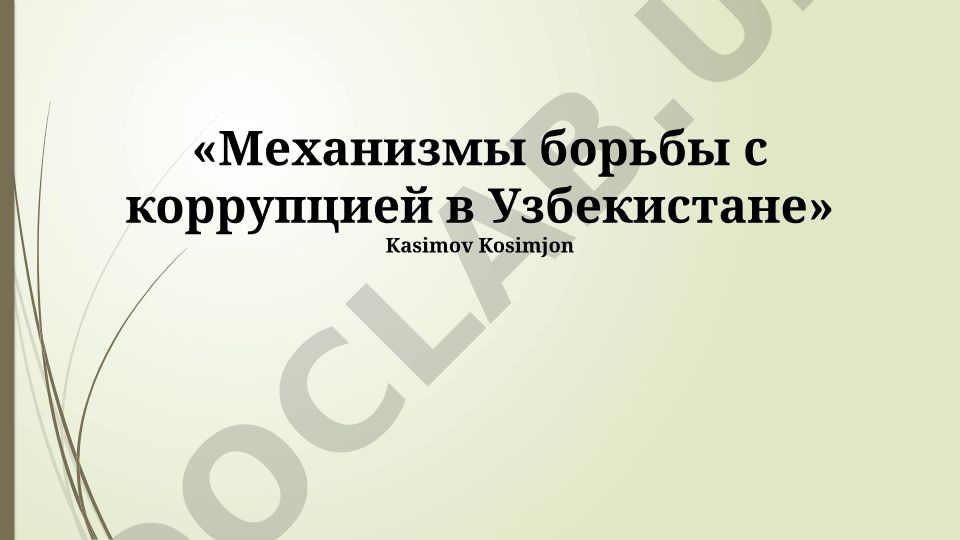 Механизмы борьбы с коррупцией в Узбекистане