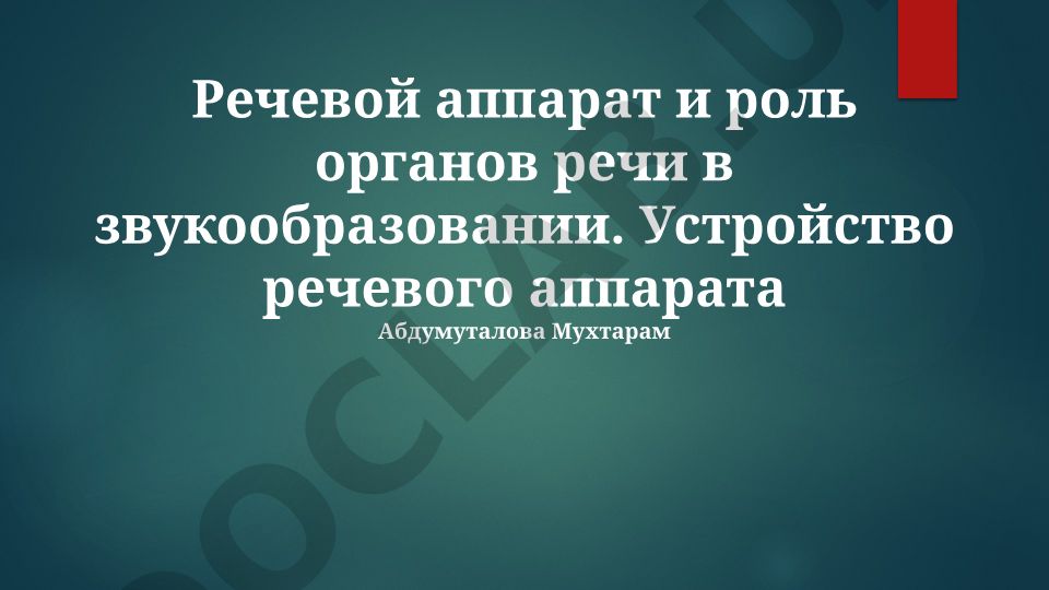 Речевой аппарат и роль органов речи в звукообразовании