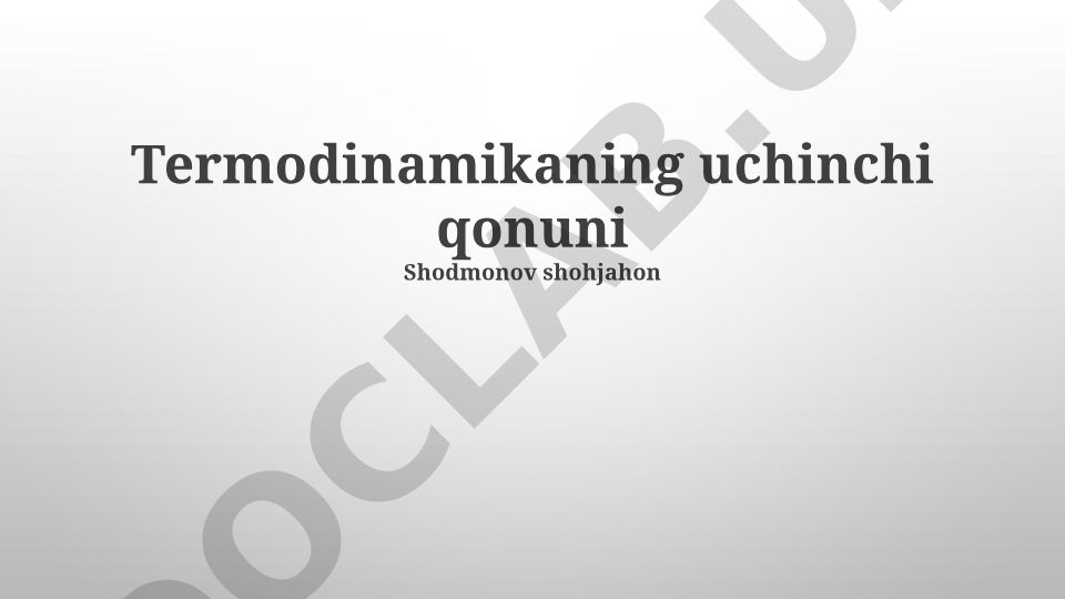 Termodinamikaning uchinchi qonuni
