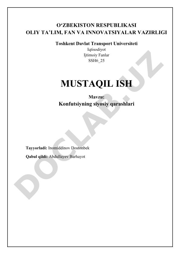 Konfutsiyning siyosiy qarashlari