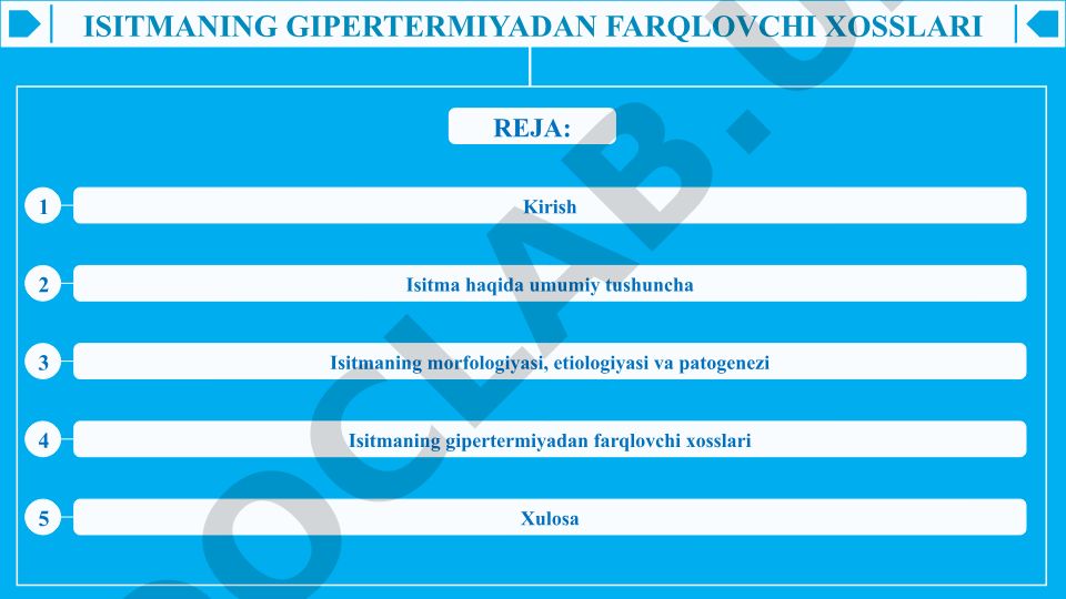 Isitmaning gipertermiyadan farqlovchi xossalari
