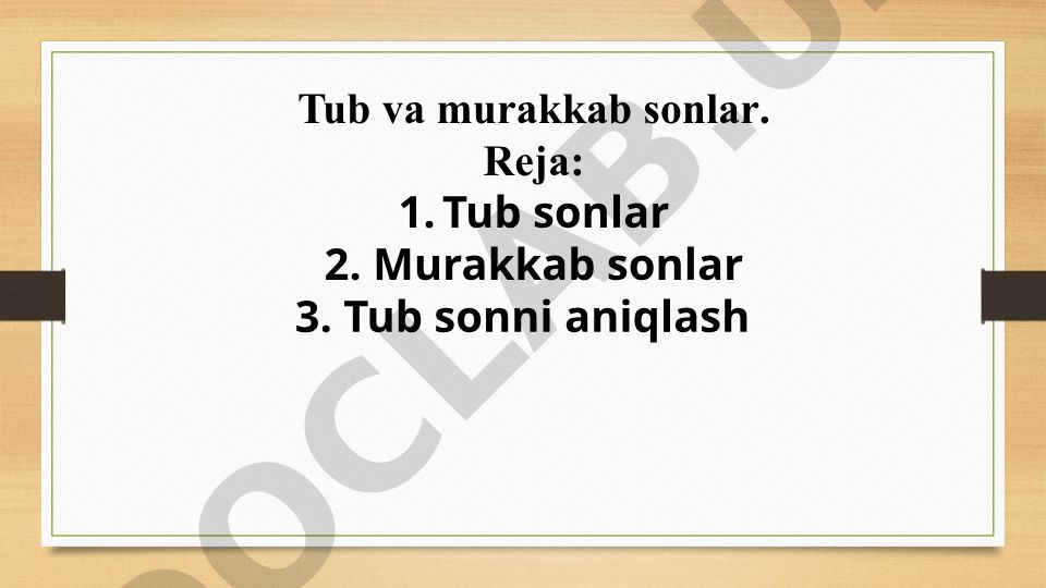 Tub va murakkab sonlar