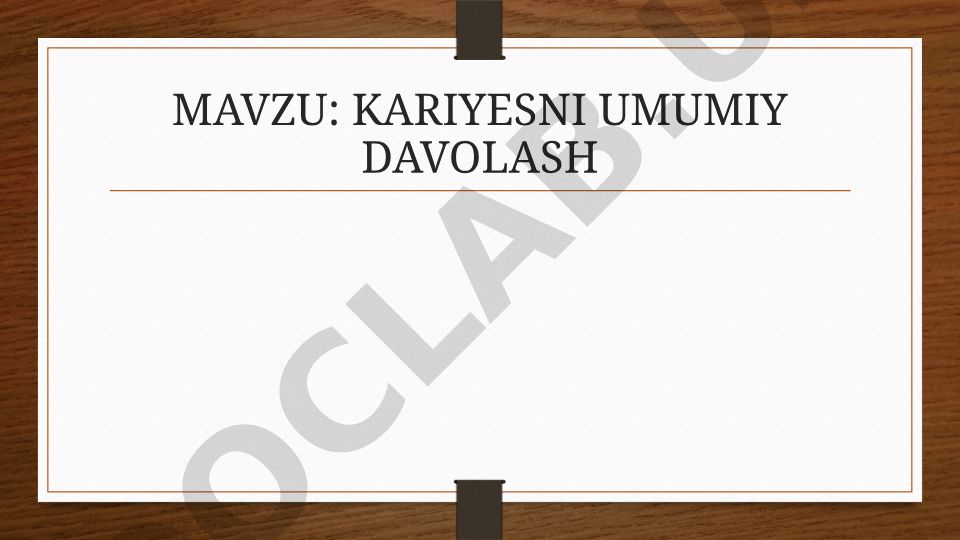 Kariyesni umumiy davolash