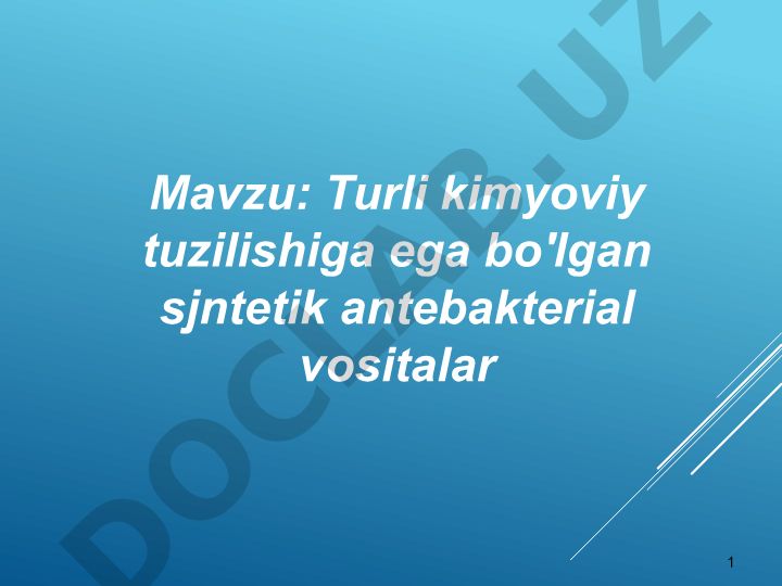 Turli kimyoviy tuzilishiga ega bo'lgan sintetik antibakterial vositalar