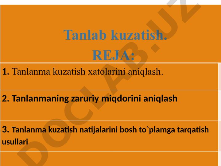Tanlanma kuzatish xatolari va zaruriy miqdorini aniqlash