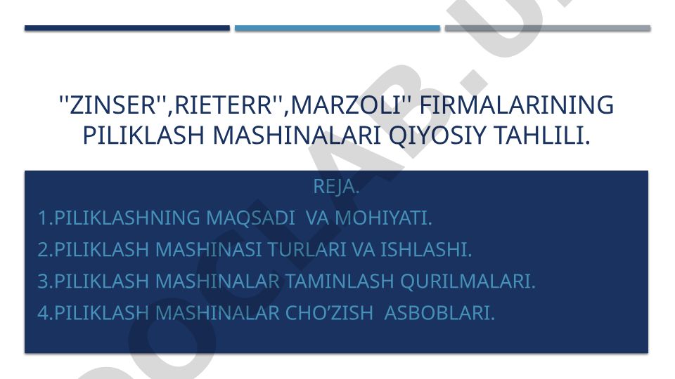 Zinser, Rieter, Marzoli firmalarining piliklash mashinalari qiyosiy tahlili
