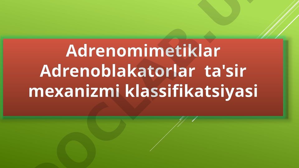 Adrenomimetiklar va adrenoblakatorlarning ta'sir mexanizmi va klassifikatsiyasi
