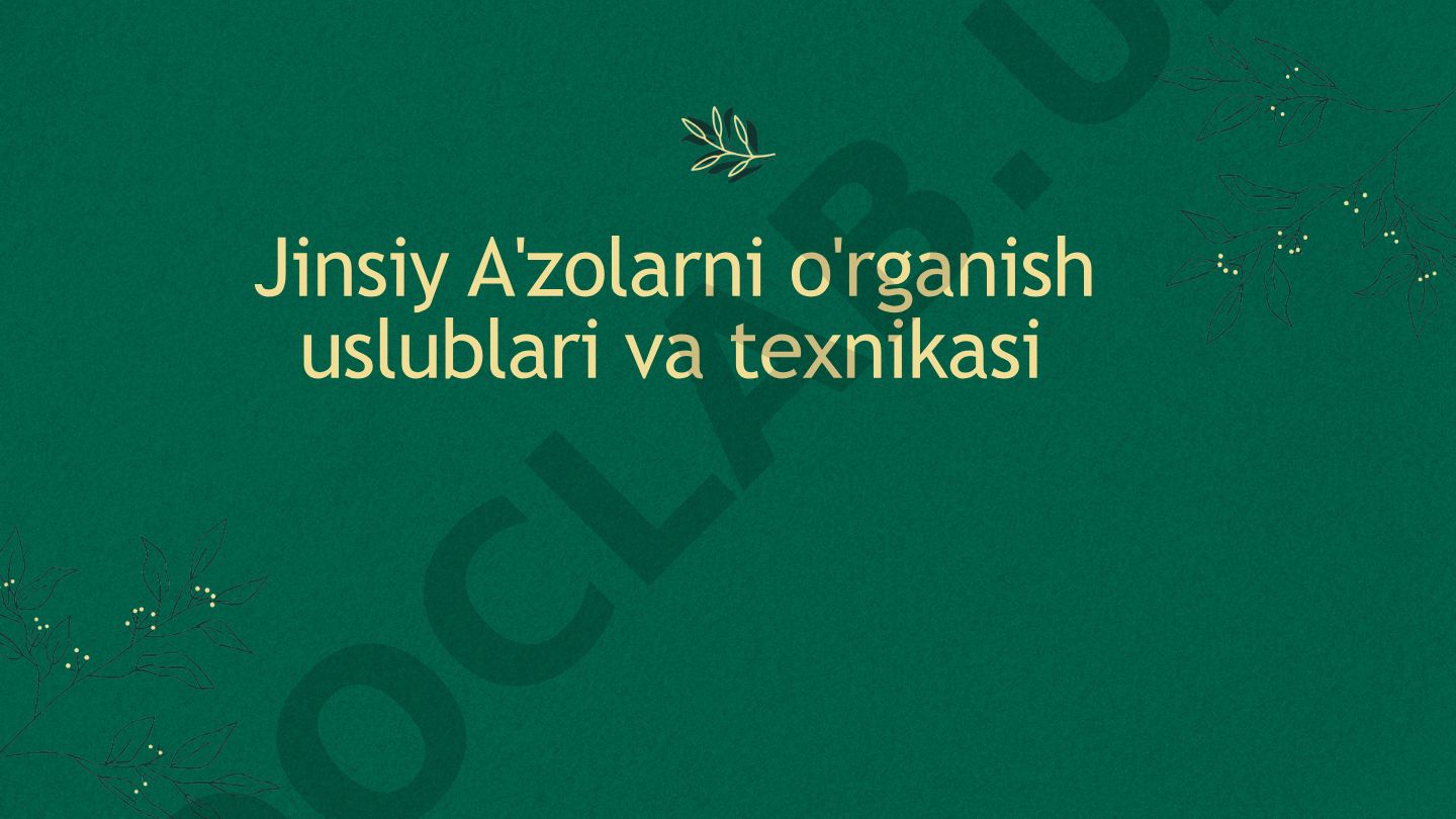 Jinsiy a'zolarni o'rganish uslublari va texnikasi
