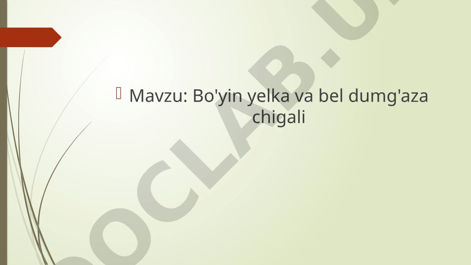 Bo'yin yelka va bel dumg'aza chigali