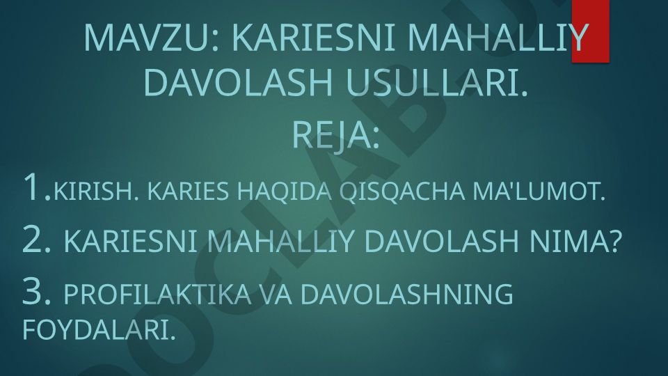 Kariesni mahalliy davolash usullari