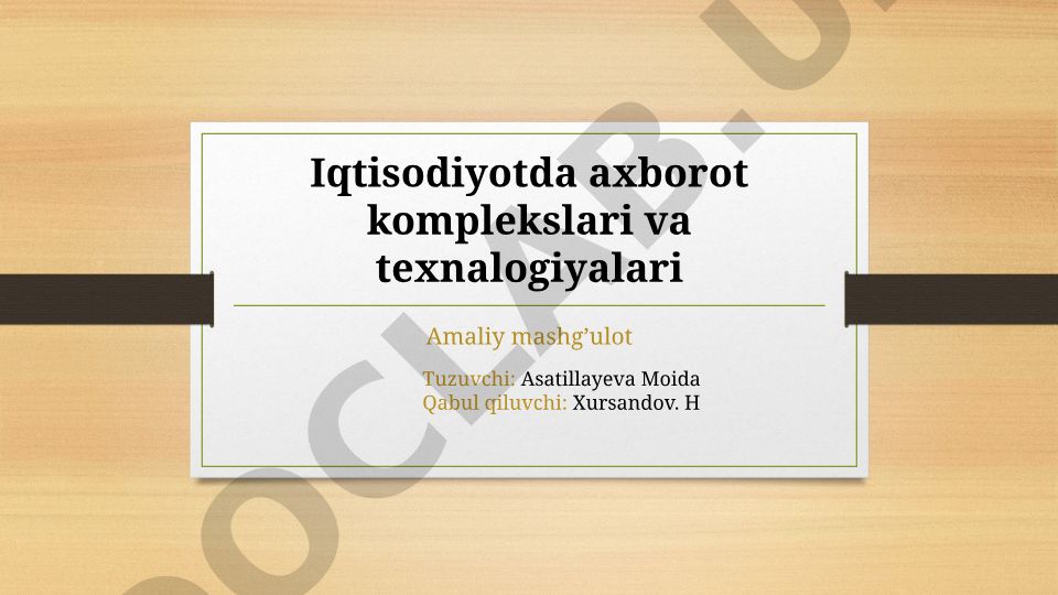 Dasturiy mahsulotlar tasnifi va yaratish bosqichlari