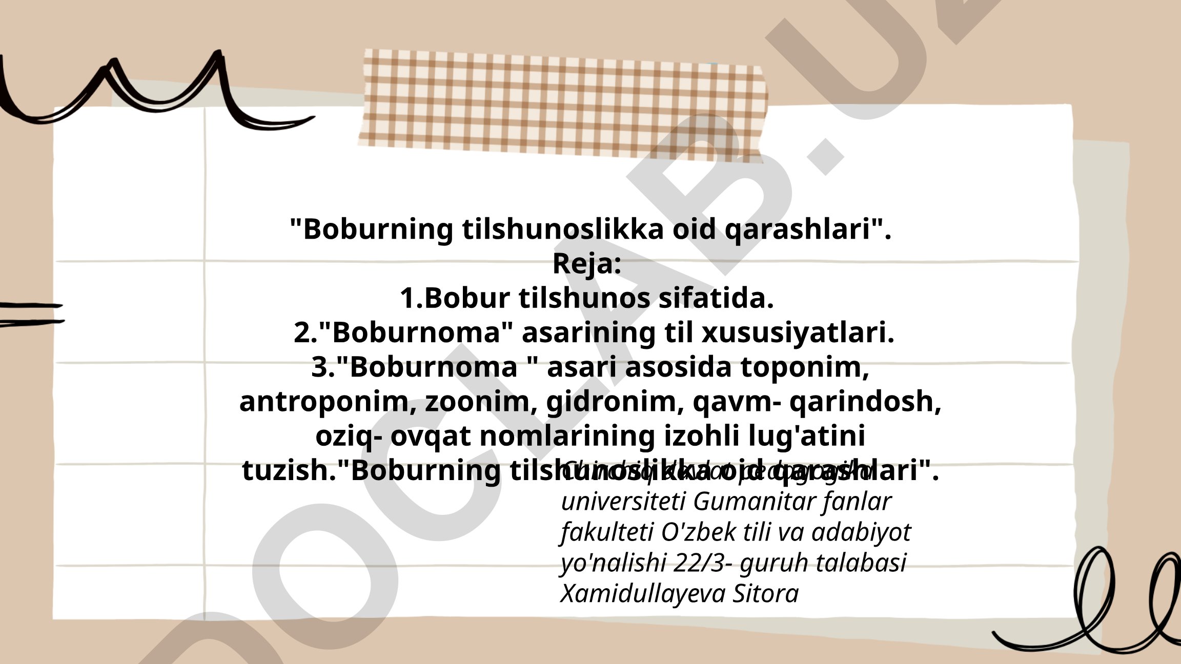 Boburning tilshunoslikka oid qarashlari
