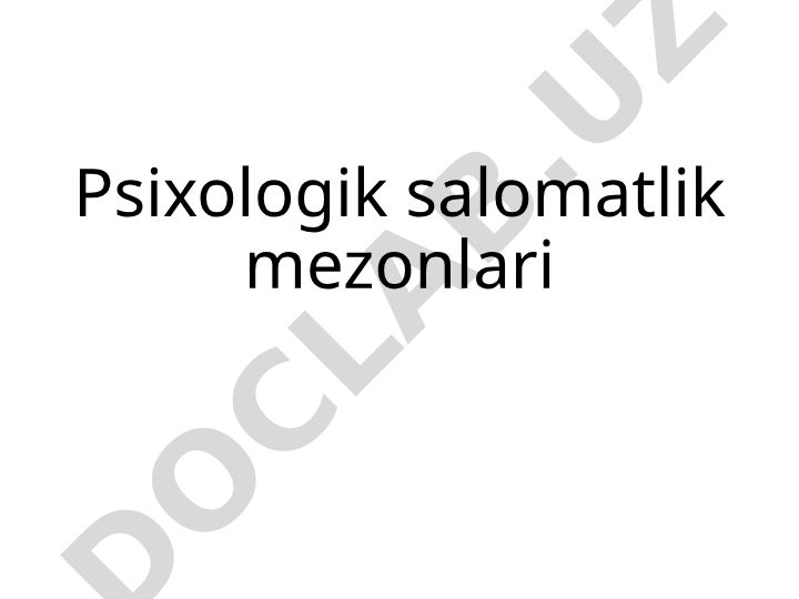 Psixologik salomatlik mezonlari