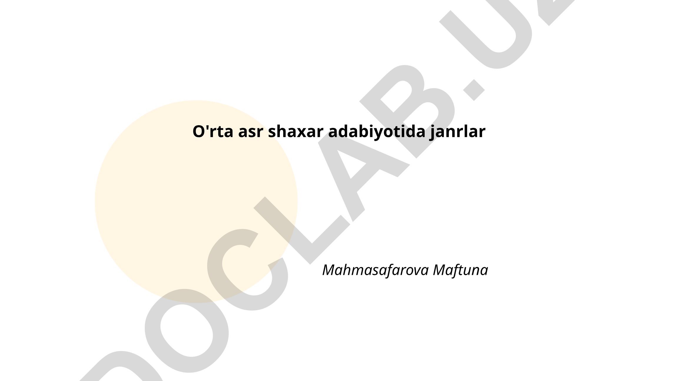 O'rta asr shaxar adabiyotida janrlar