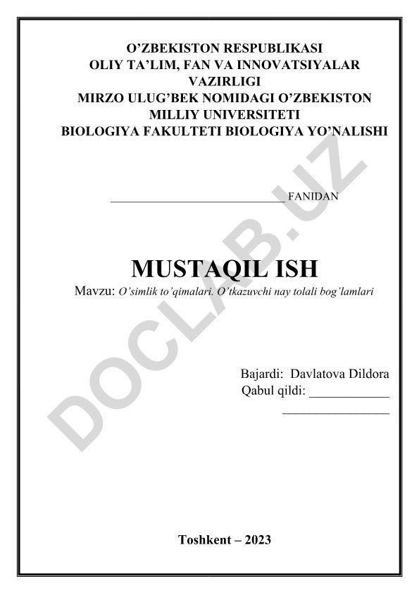O'simlik to'qimalari. O'tkazuvchi nay tolali bog'lamlari