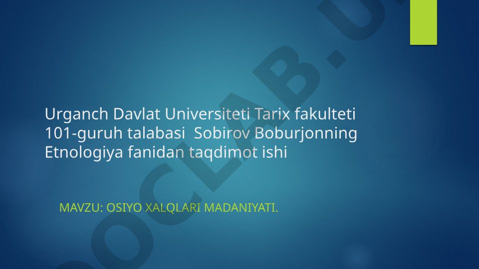 Osiyo xalqlari madaniyati