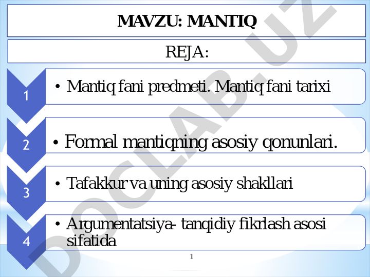 Mantiq fani predmeti, tarixi va asosiy qonunlari