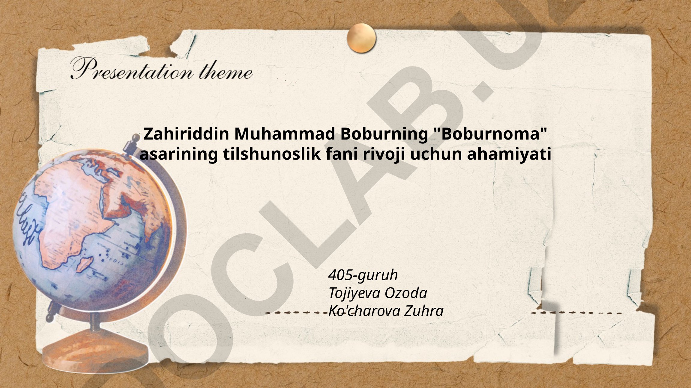 Zahiriddin Muhammad Boburning "Boburnoma" asarining tilshunoslik fani rivoji uchun ahamiyati
