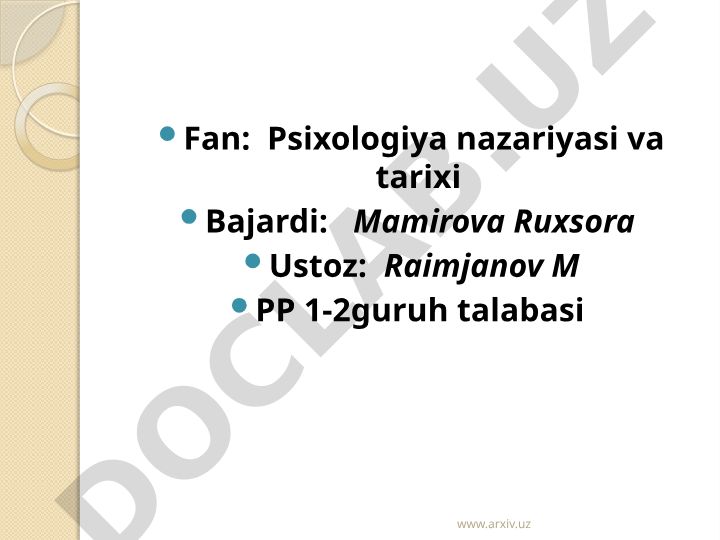 Dastlabki davrlarda psixologiya fanining rivojlanishi