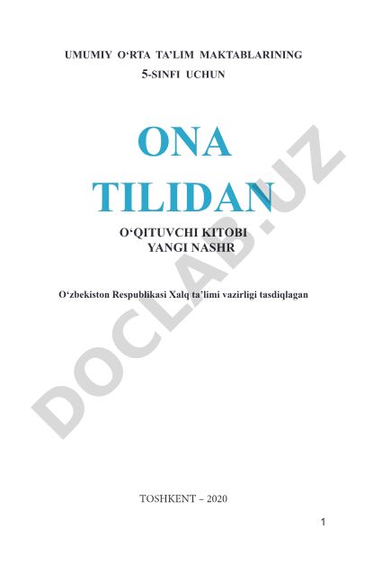 5-sinf ona tili o'qituvchi kitobi