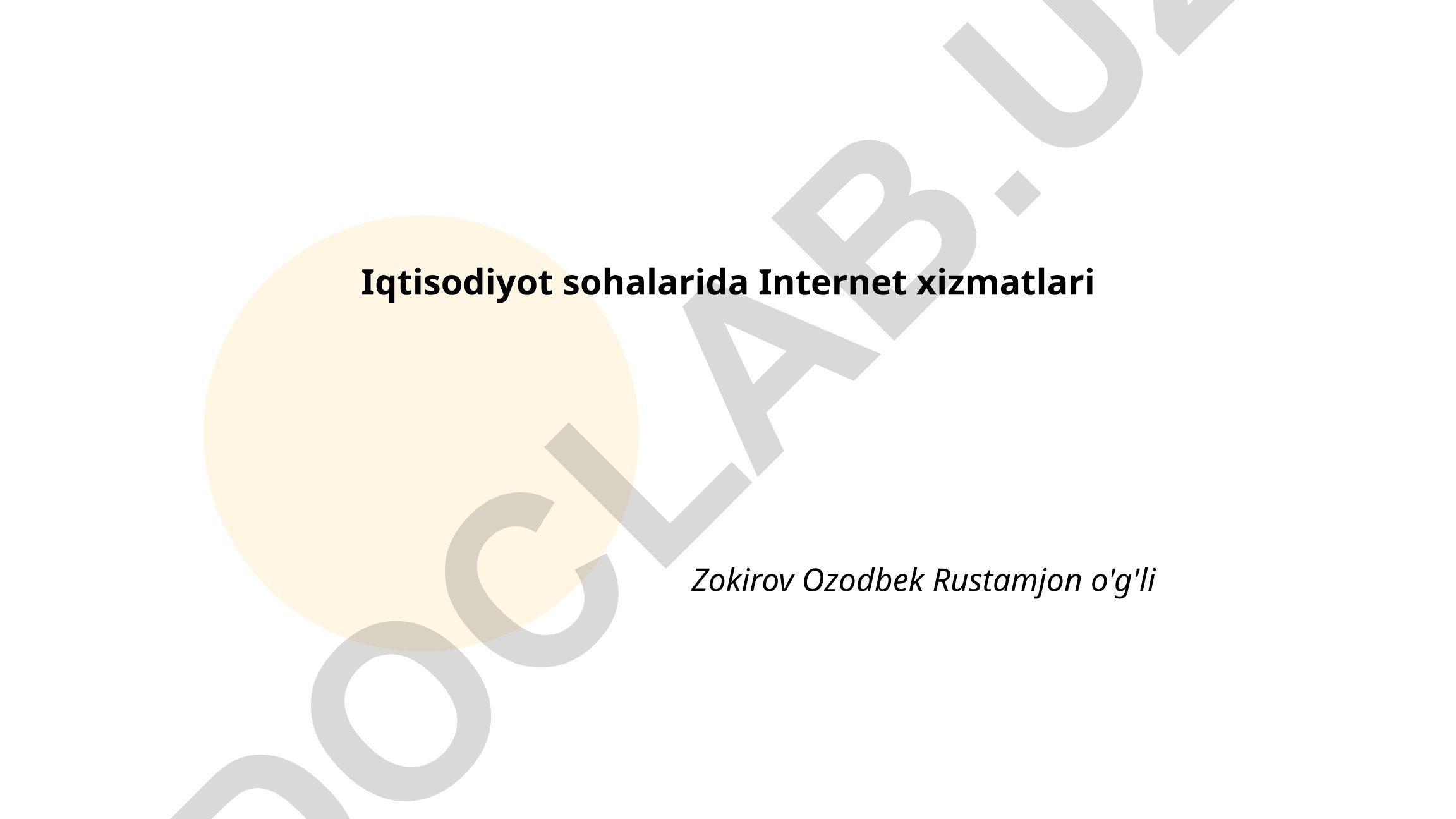 Iqtisodiyot sohalarida Internet xizmatlari