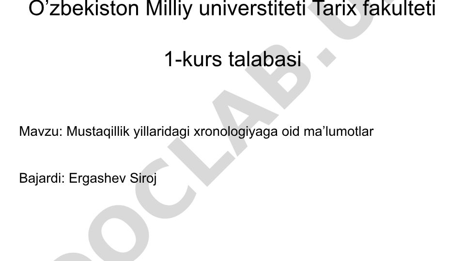Mustaqillik yillaridagi xronologiyaga oid ma'lumotlar