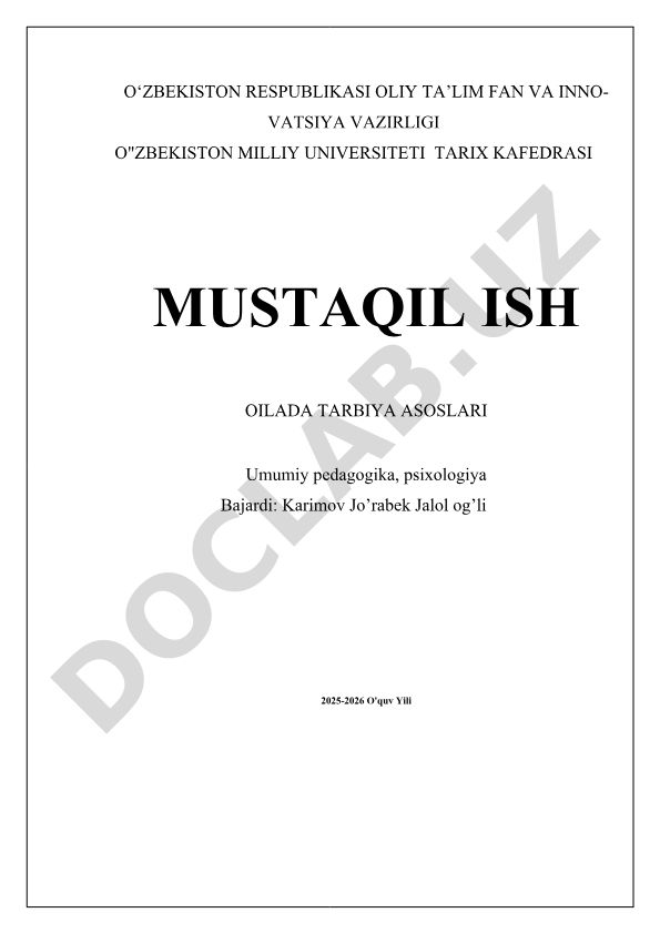 Oilada tarbiya asoslari