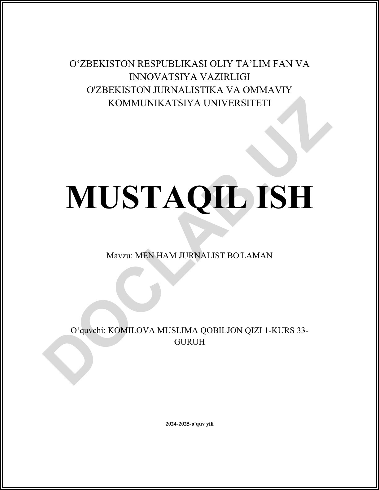 Men ham jurnalist bo'laman