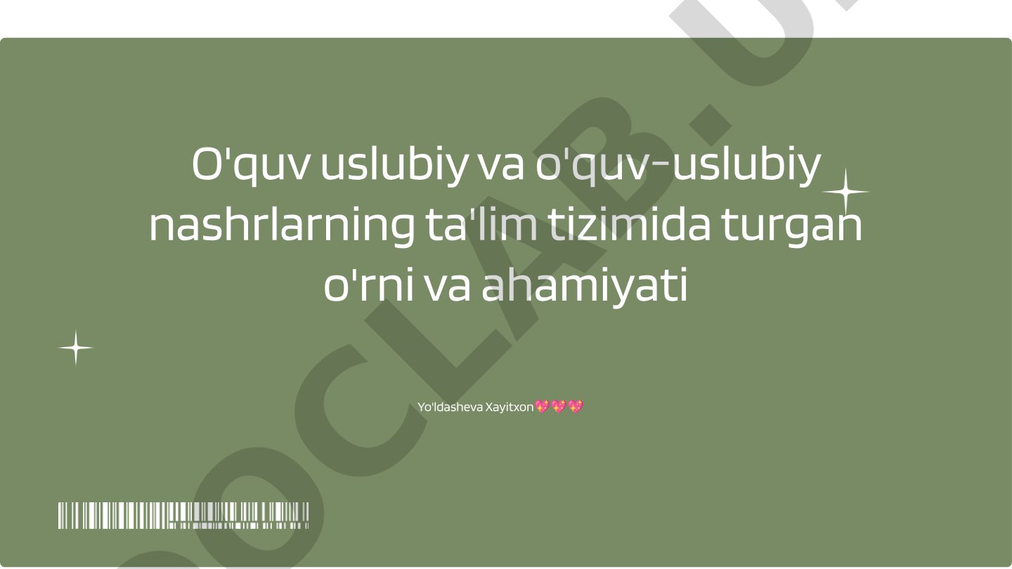 O'quv uslubiy va o'quv nashrlarining ta'lim tizimidagi o'rni va ahamiyati