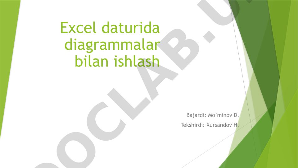 Excel dasturida diagrammalar bilan ishlash