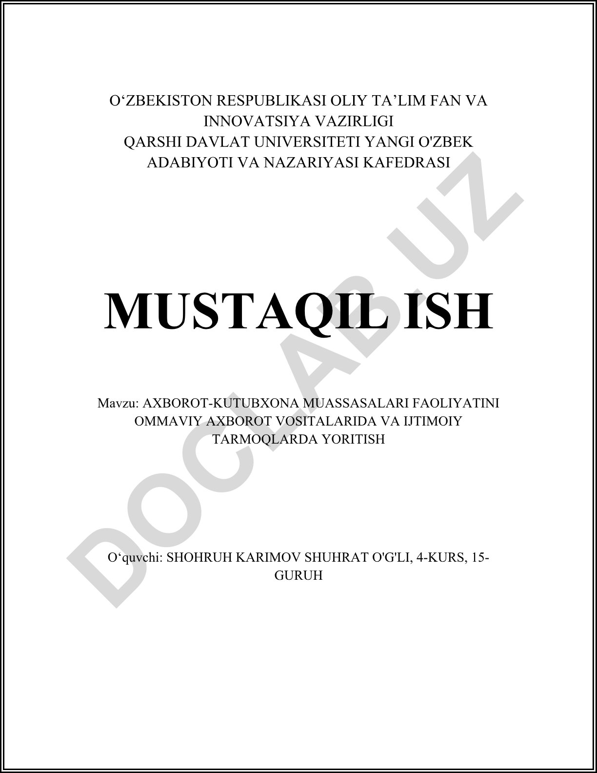 Axborot-kutubxona muassasalari faoliyatini ommaviy axborot vositalarida va ijtimoiy tarmoqlarda yoritish