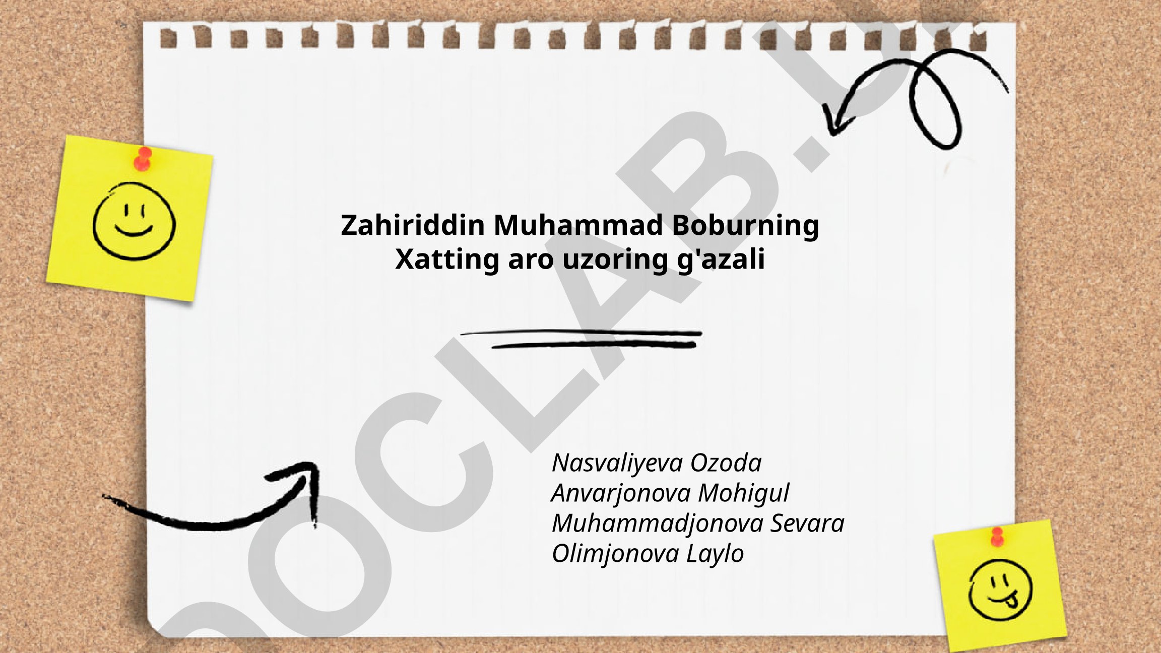Zahiriddin Muhammad Boburning «Xatting aro uzoring g'azali» asarining matnshunoslik tahlili