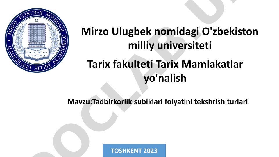Tadbirkorlik subyektlari faoliyatini tekshirish turlari