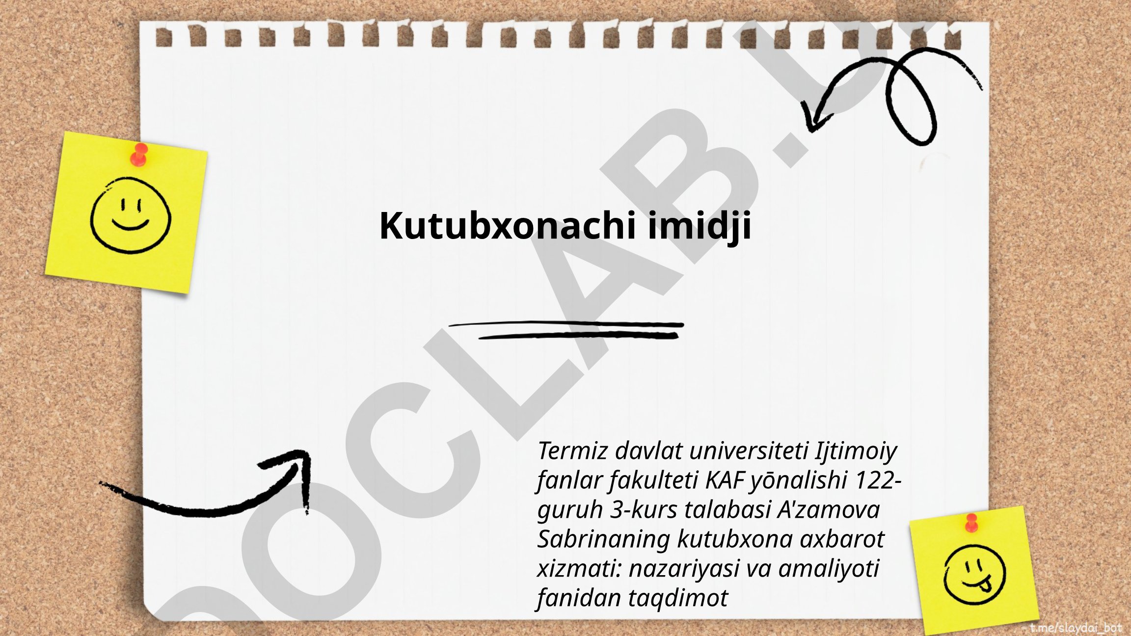 Kutubxonachi imidji va kutubxona axborot xizmati