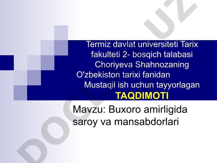 Buxoro amirligida saroy va mansabdorlari