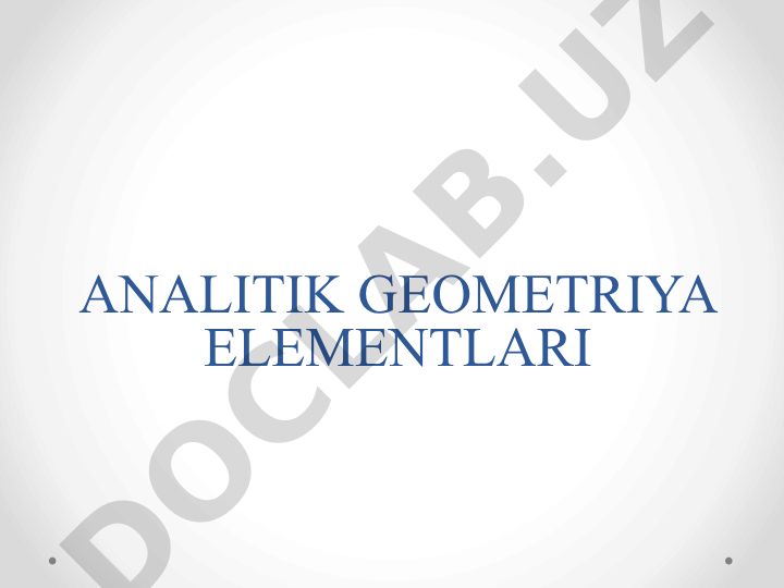 Analitik geometriya elementlari