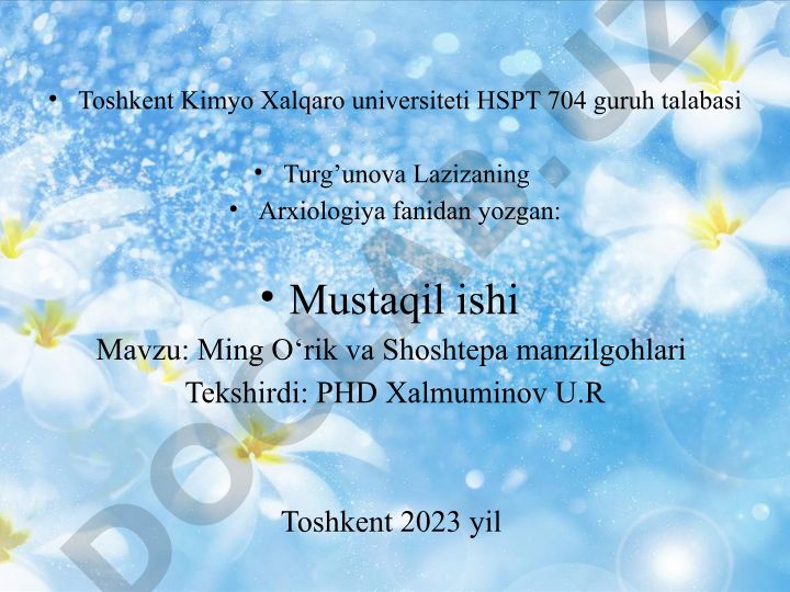 Ming O‘rik va Shoshtepa manzilgohlari