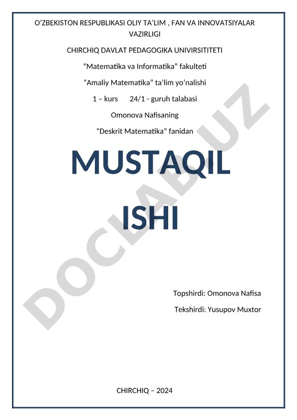 To'plamlar va ular ustida amallar, to'plamlar algebrasi, kirirtish chiqarish qoidasi