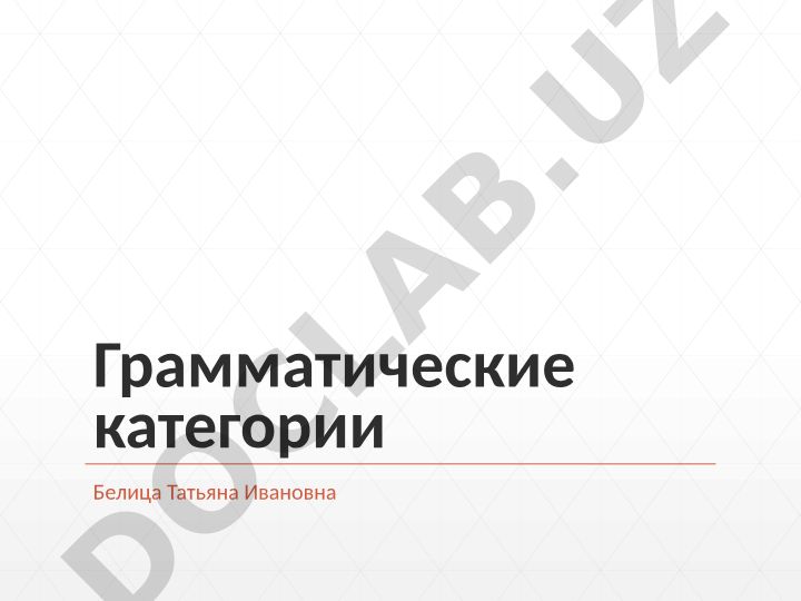 Грамматические категории русского языка