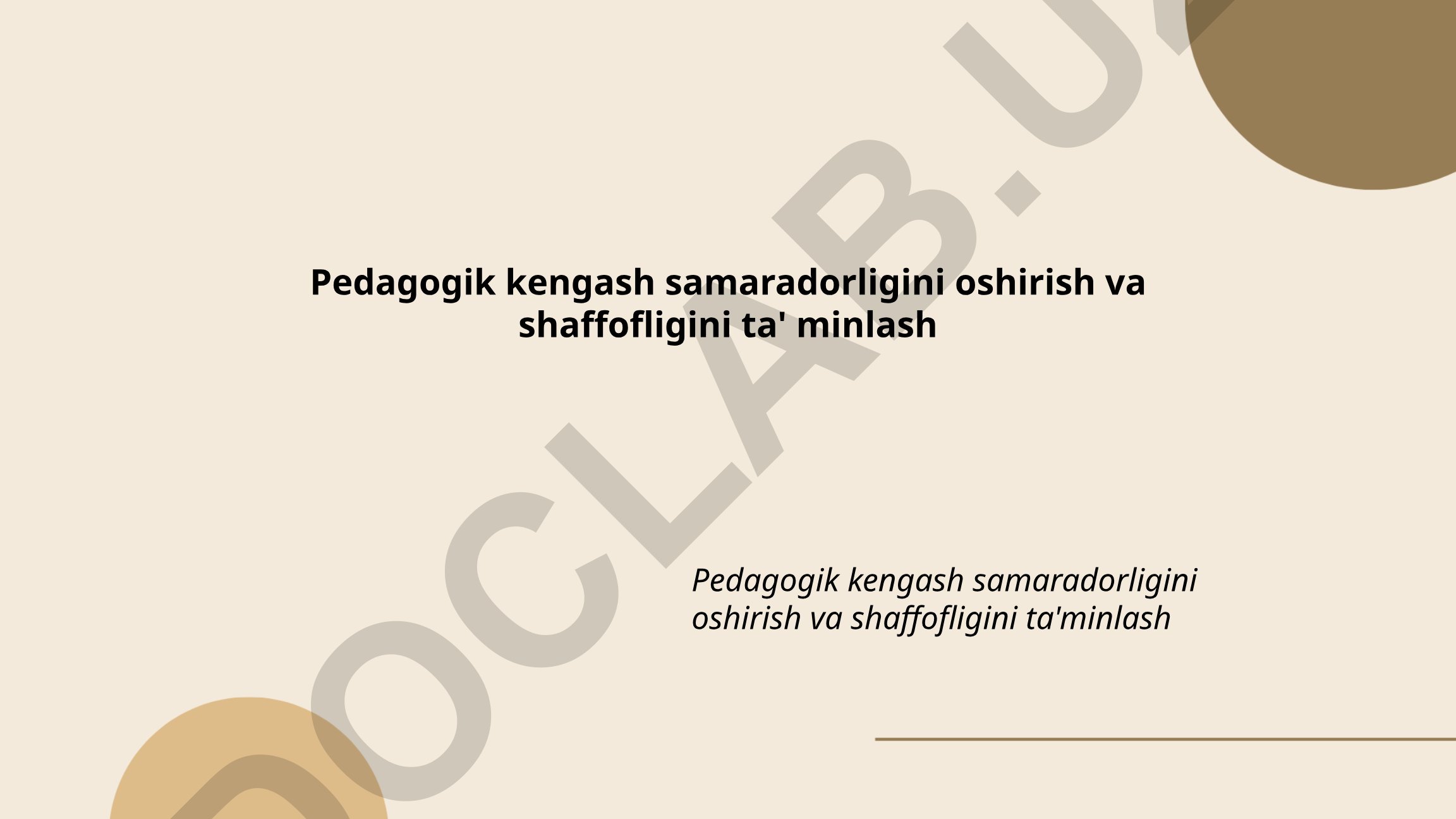 Pedagogik kengash samaradorligini oshirish va shaffofligini ta'minlash