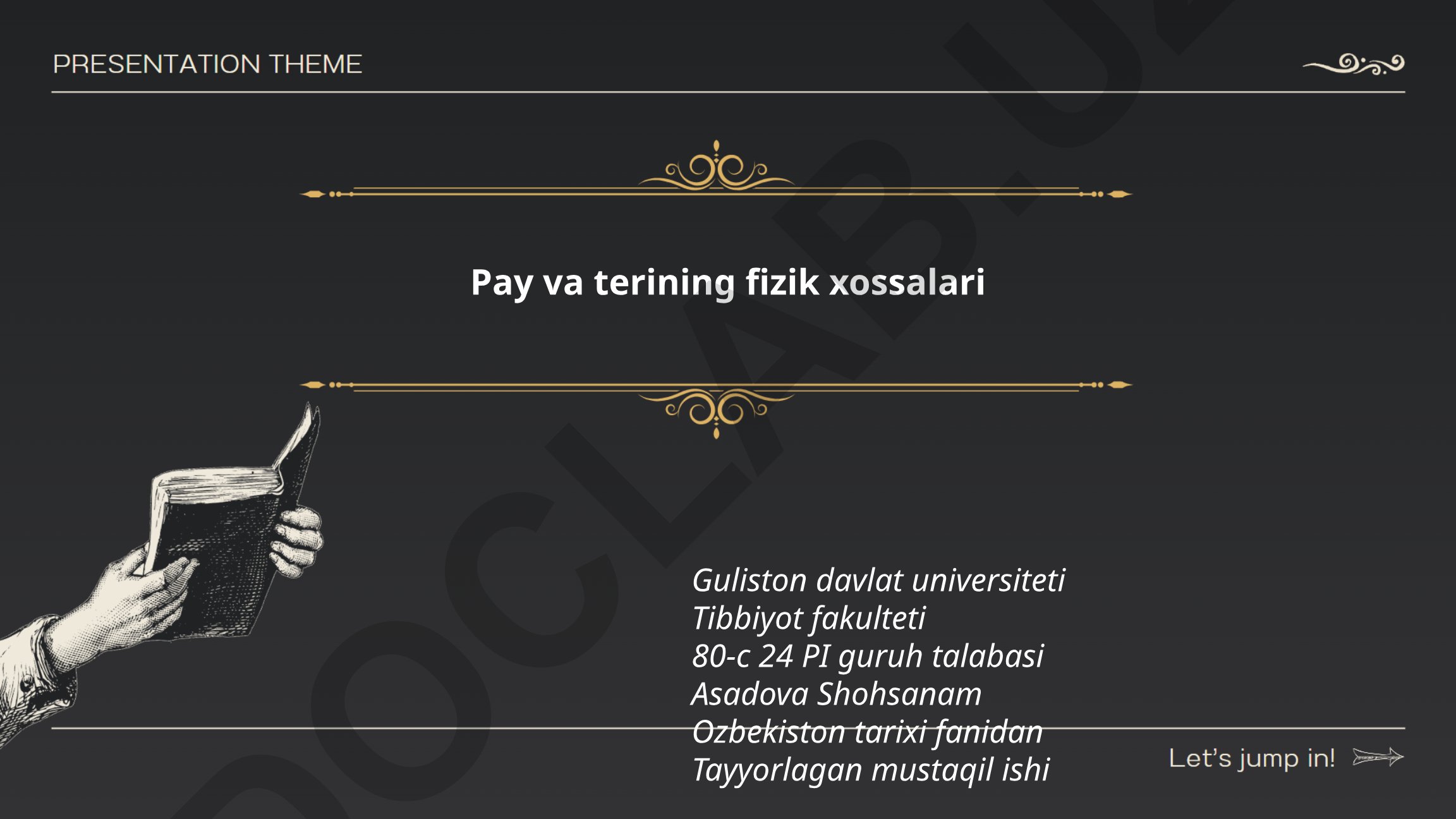 Suvning molekulyar tuzilishi va fizik xossalari