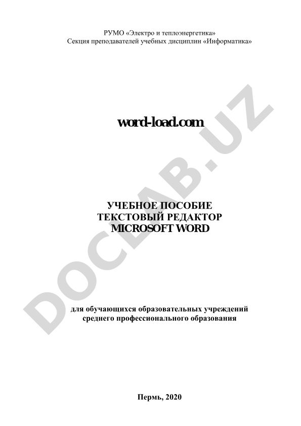 Текстовый редактор Microsoft Word для среднего профессионального образования