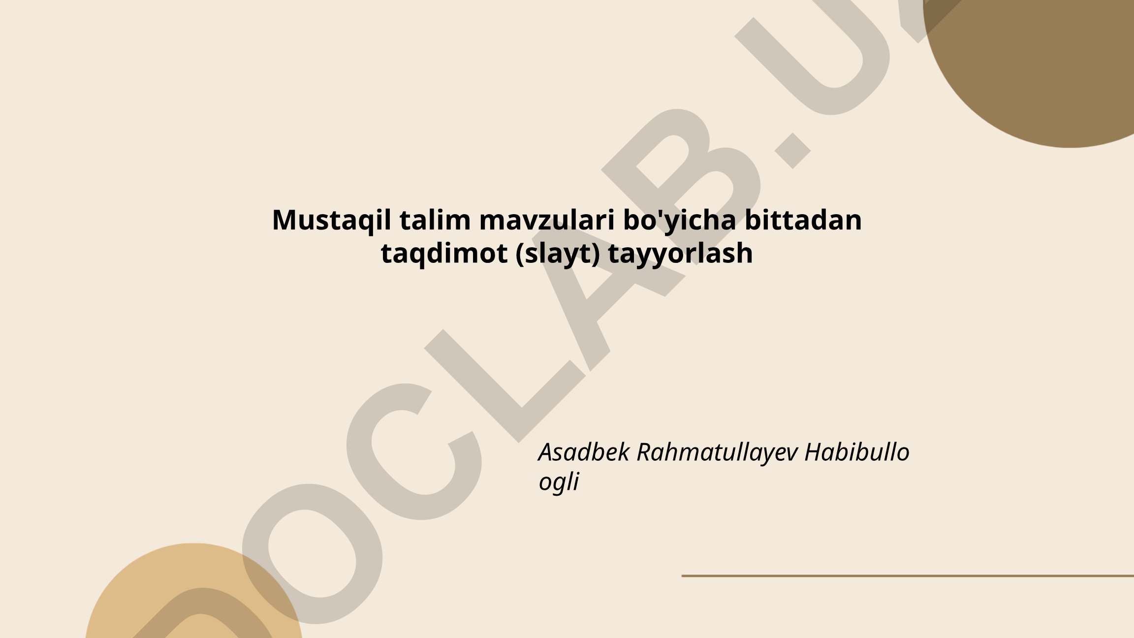 Mustaqil talim mavzulari: Matematika va fizika asoslari