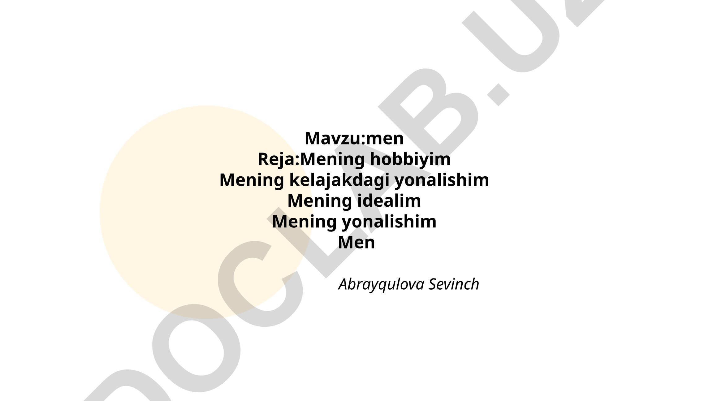Men va sport, sevimli kitoblarim va musiqa