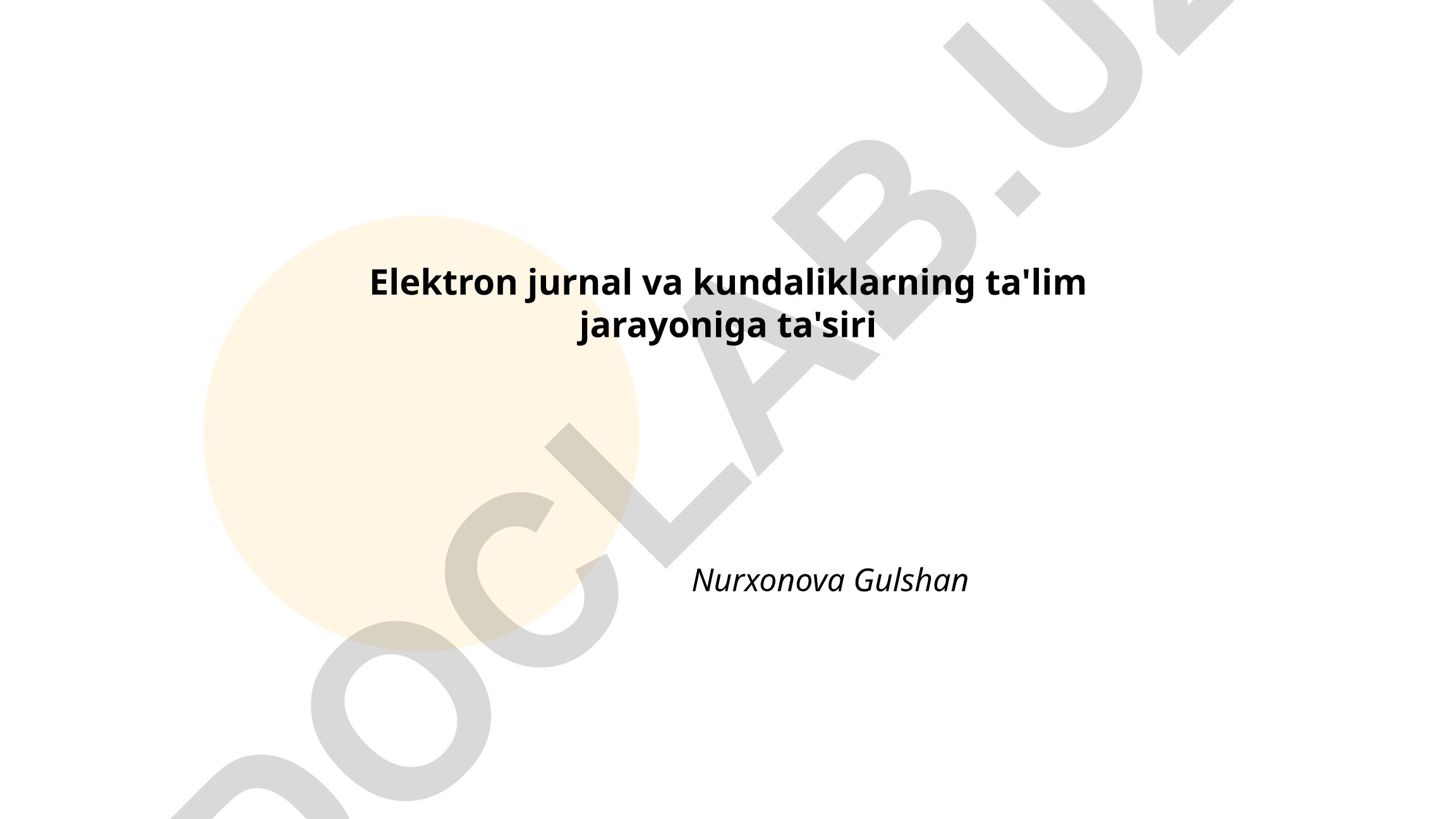 Elektron jurnal va kundaliklarning ta'lim jarayoniga ta'siri