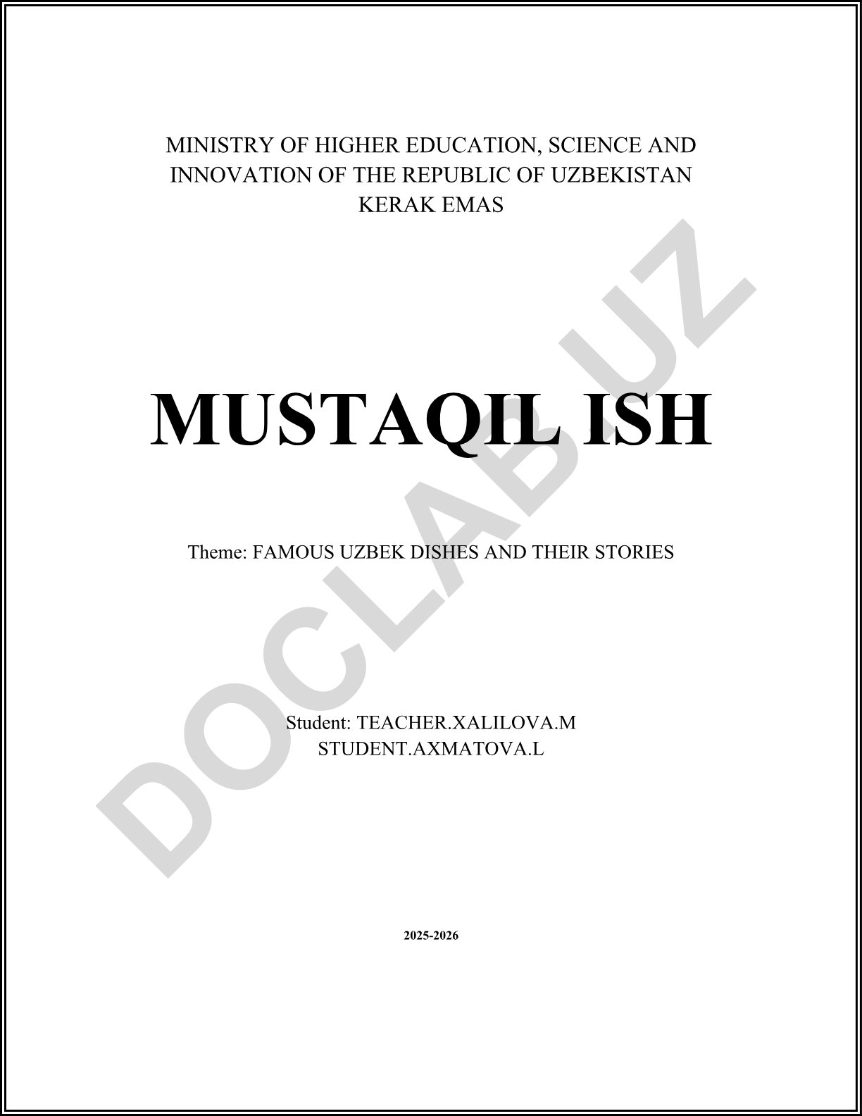 FAMOUS UZBEK DISHES AND THEIR STORIES