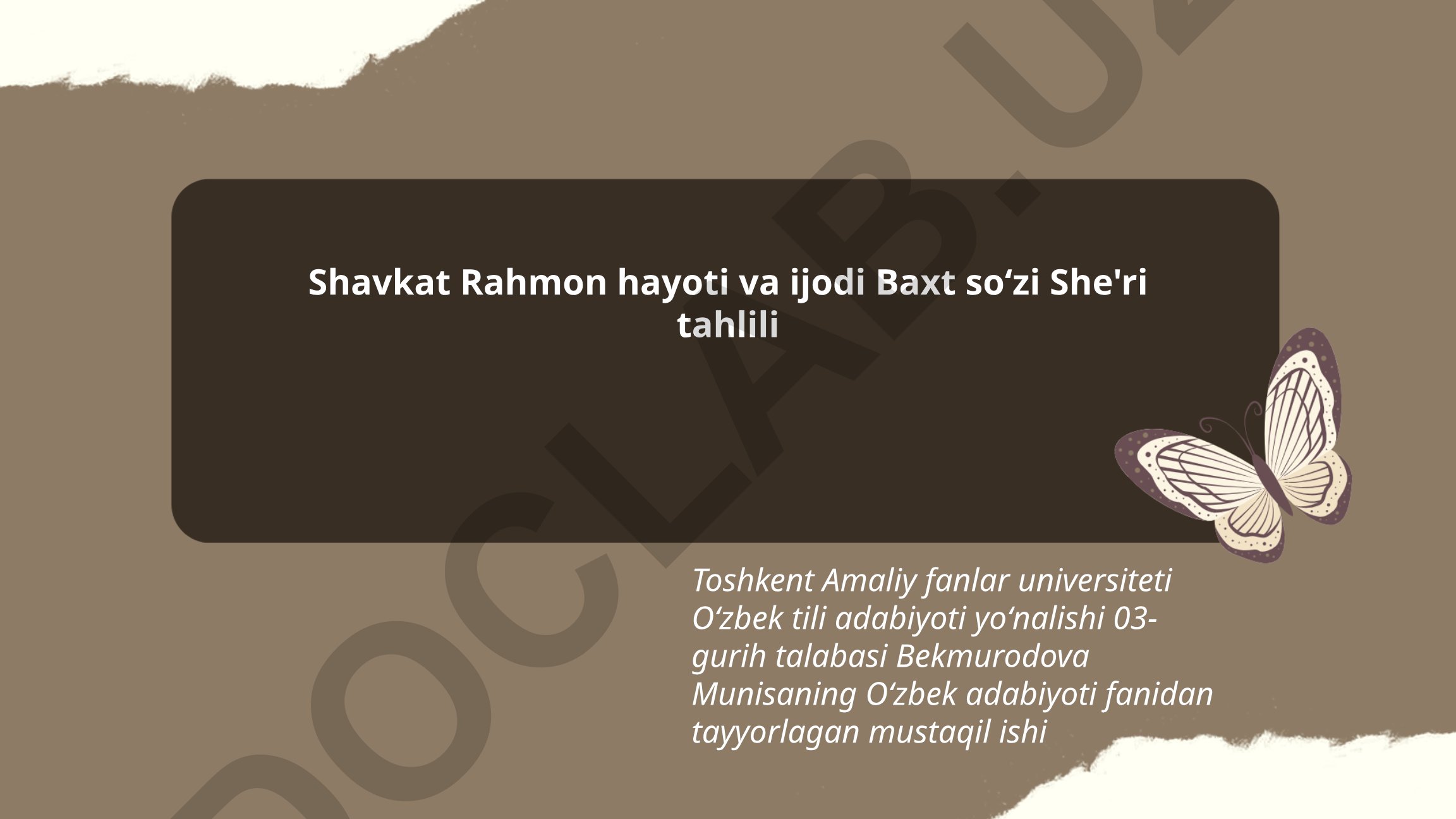 Shavkat Rahmon hayoti, ijodi va 'Baxt' she'ri tahlili