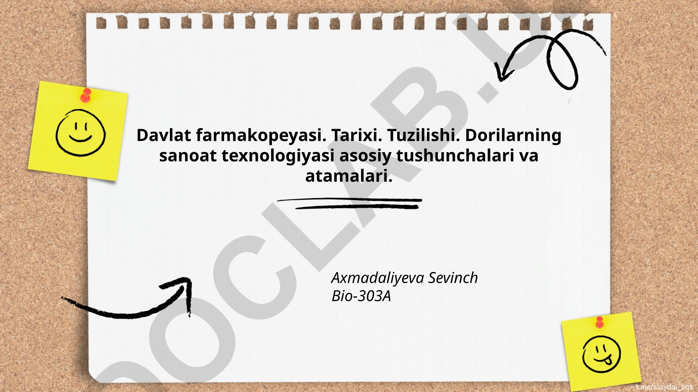 Davlat farmakopeyasi tarixi, tuzilishi va dorilarning sanoat texnologiyasi