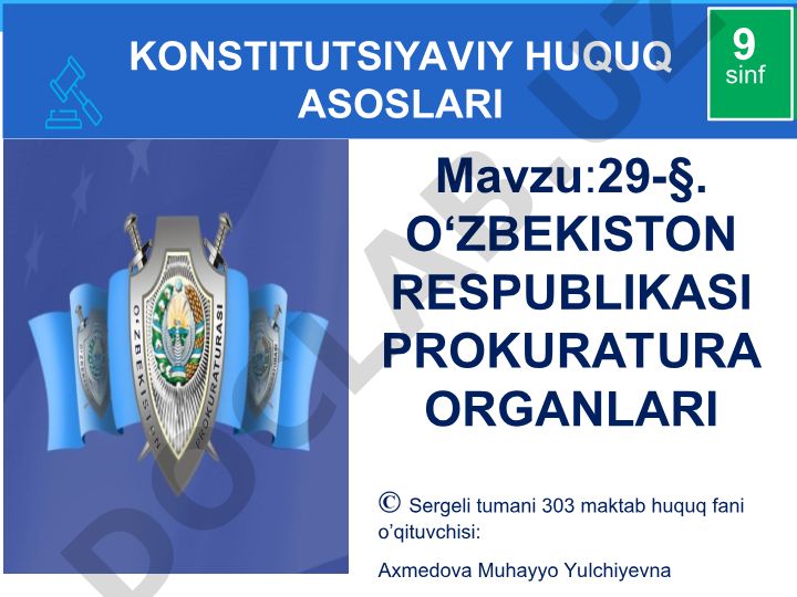 O‘zbekiston Respublikasi prokuratura organlari va ularning faoliyati